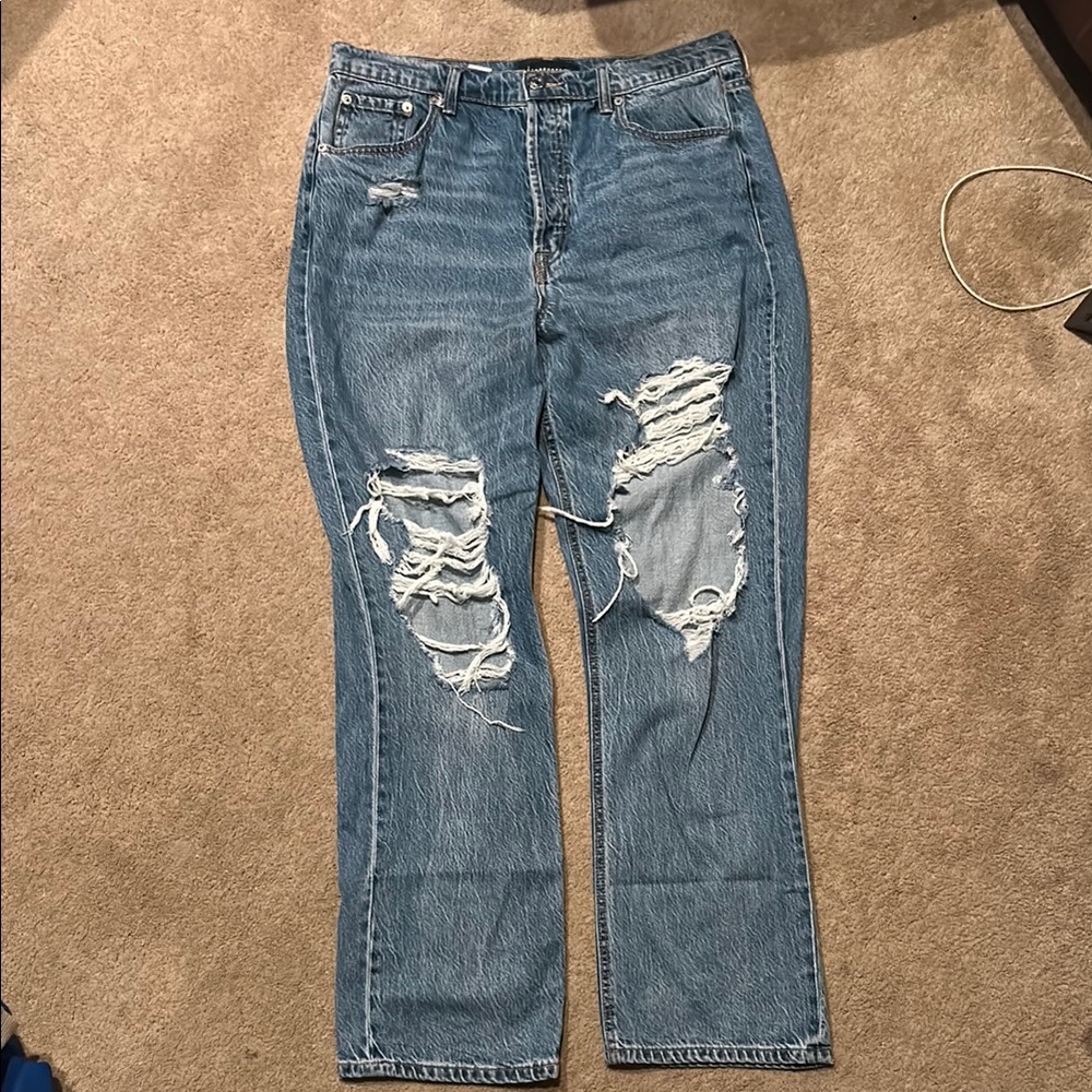 Aeropostale Blue Straight Leg Jeans Distressed Style